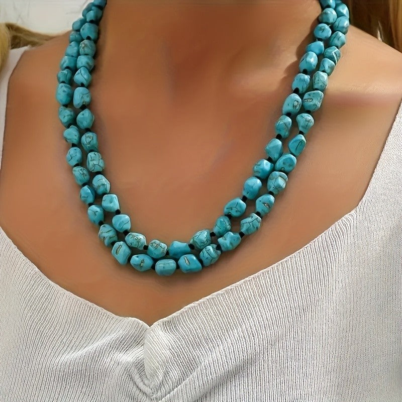 Natural Turquoise Double Layer Necklace