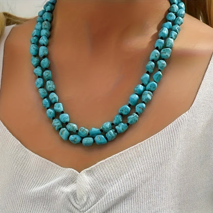 Natural Turquoise Double Layer Necklace