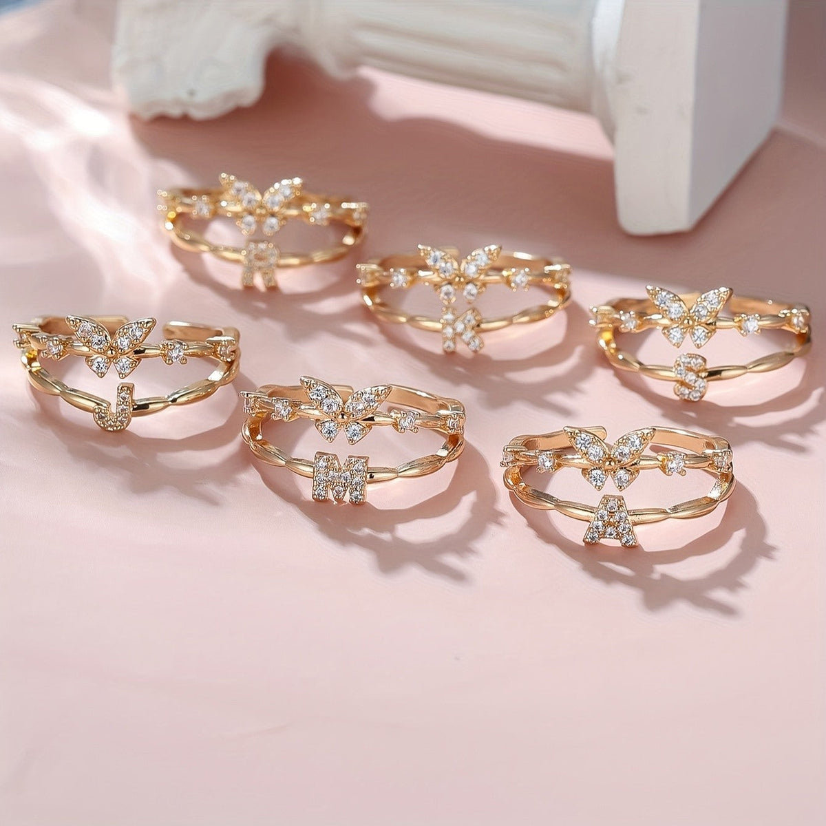 Crystal Butterfly Initial Ring