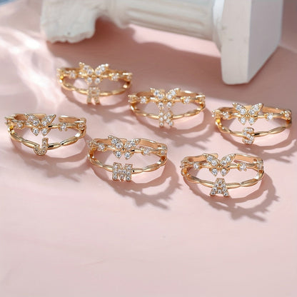 Crystal Butterfly Initial Ring
