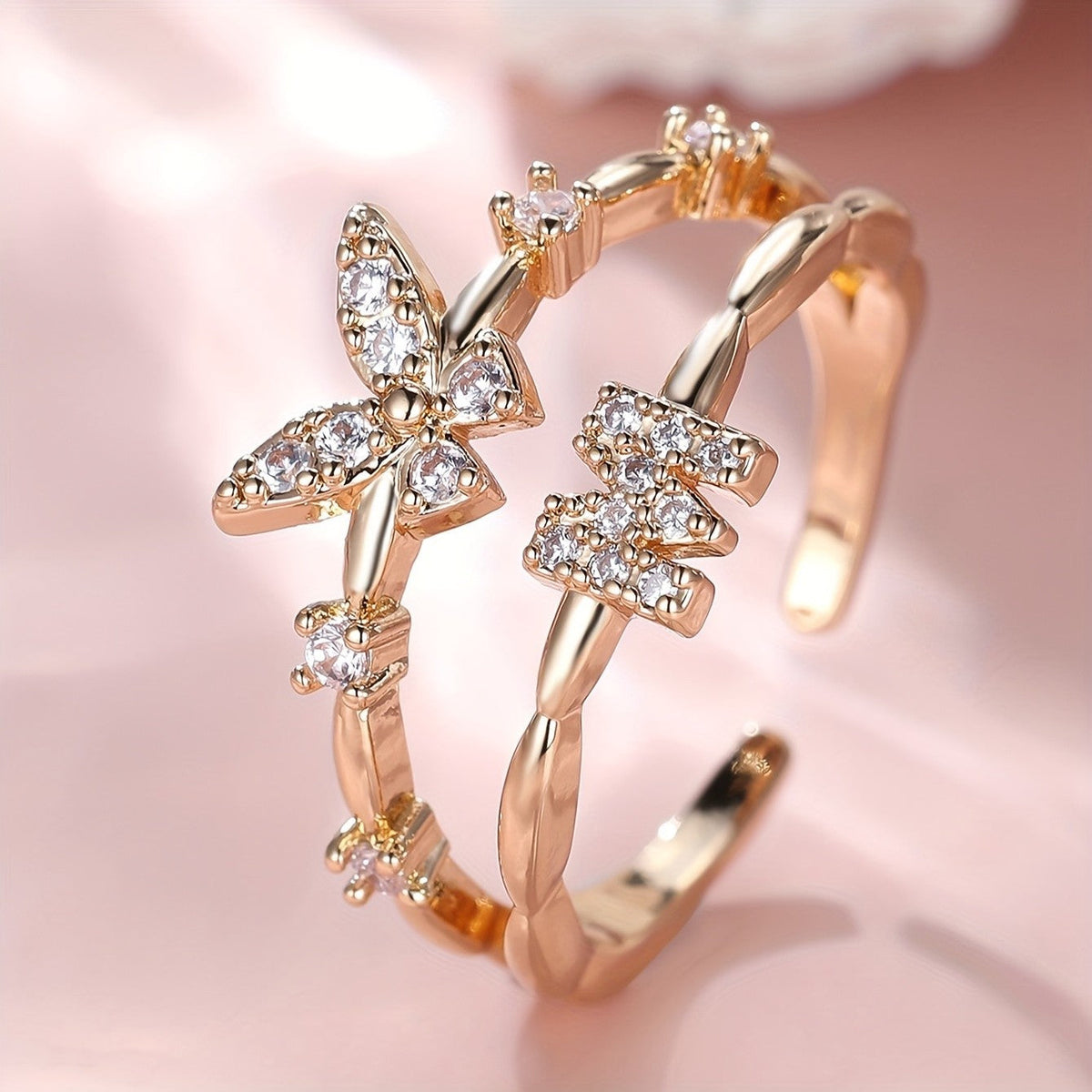 Crystal Butterfly Initial Ring