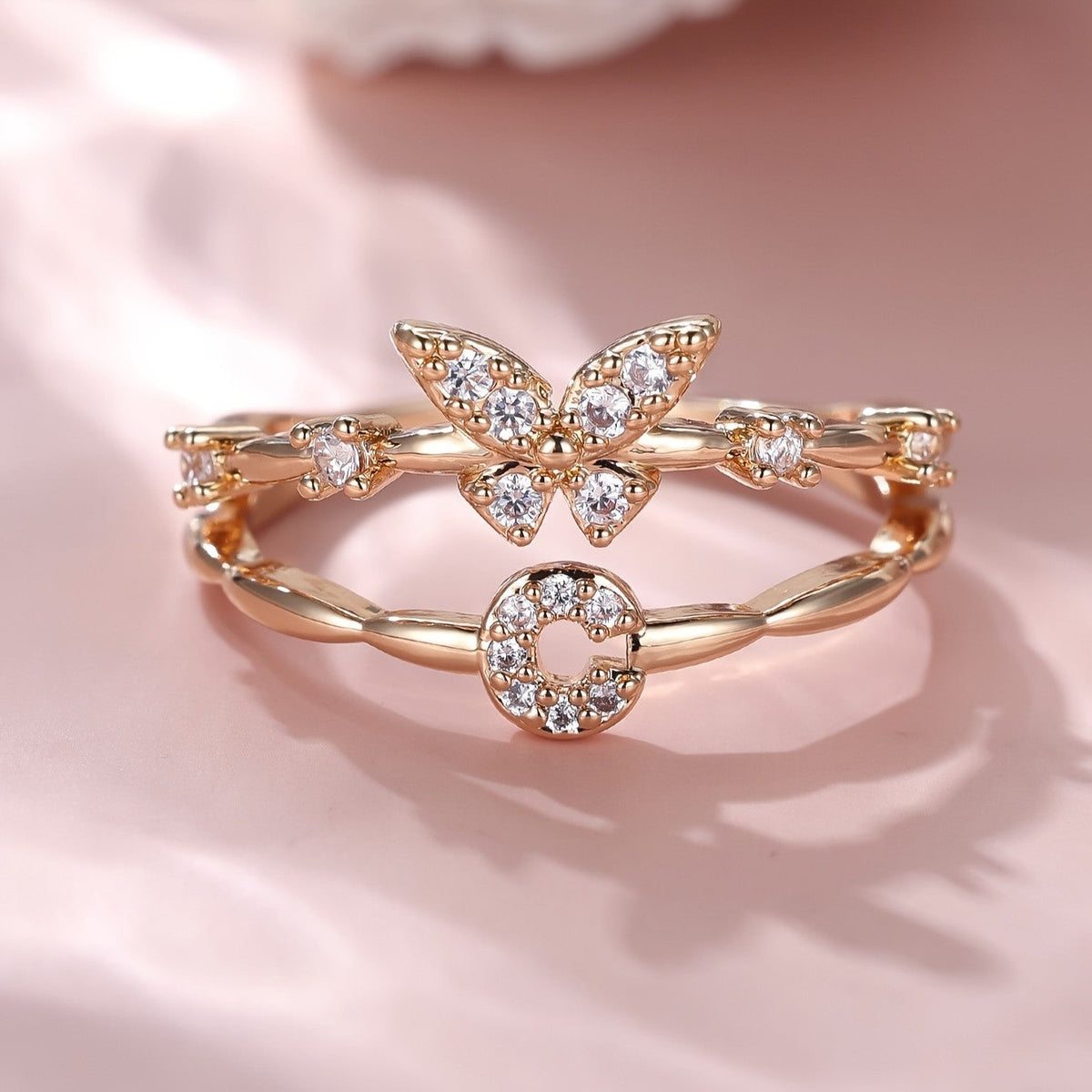 Crystal Butterfly Initial Ring