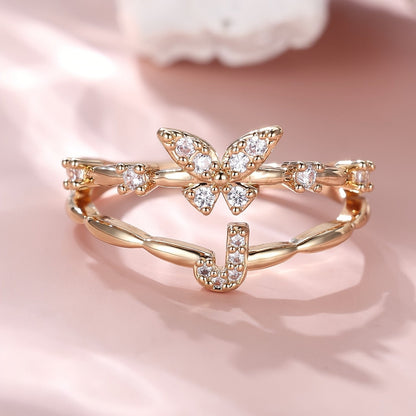Crystal Butterfly Initial Ring