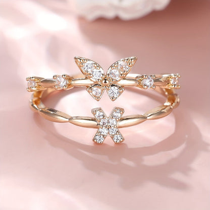 Crystal Butterfly Initial Ring