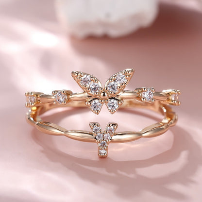 Crystal Butterfly Initial Ring
