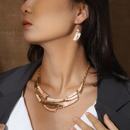 Blue Shell Mosaic Necklace & Earring Set