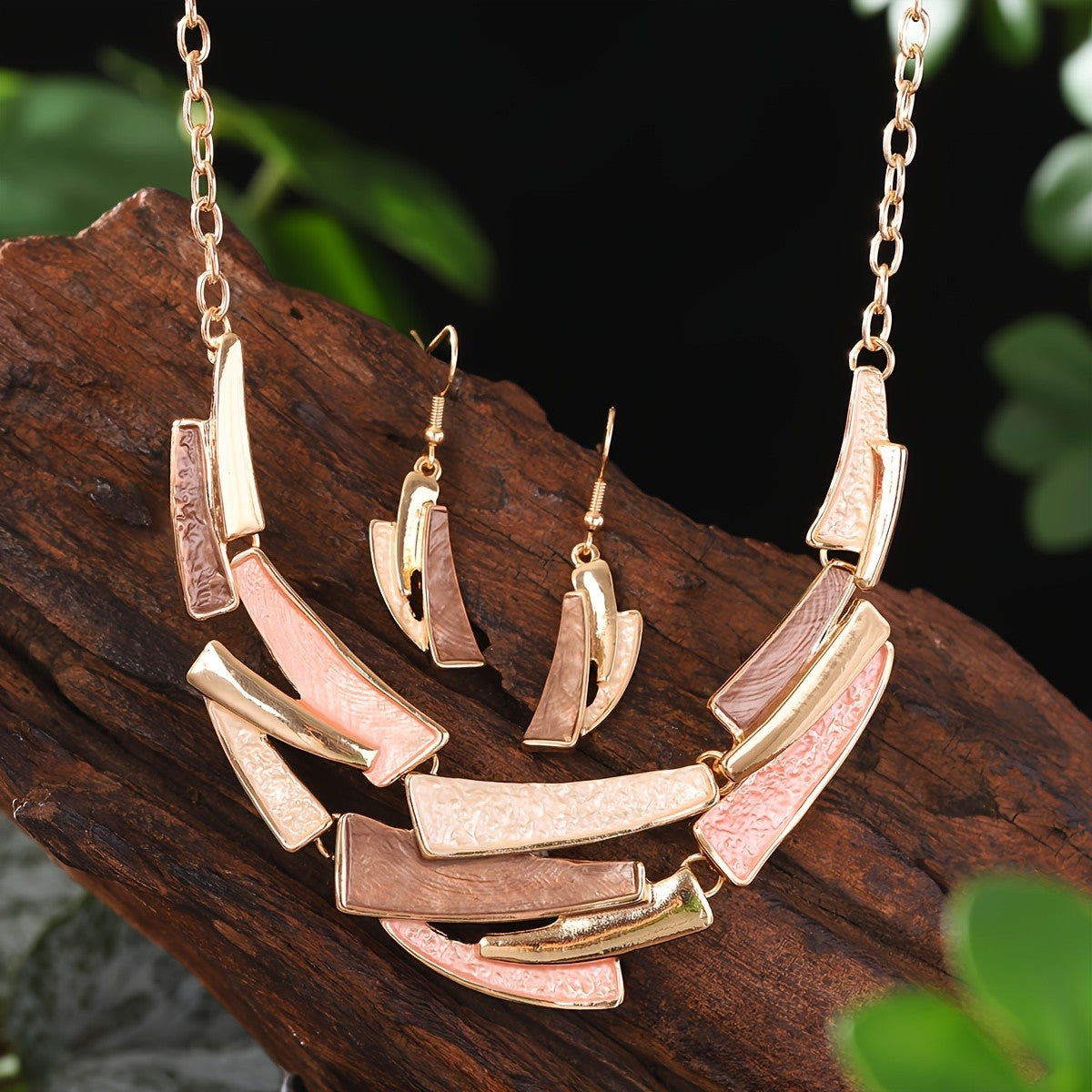 Blue Shell Mosaic Necklace & Earring Set