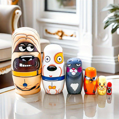 Playful Animal Character Nesting Doll Set