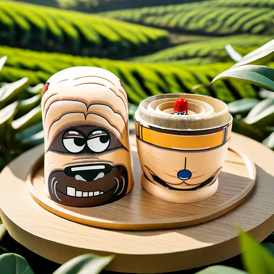 Playful Animal Character Nesting Doll Set