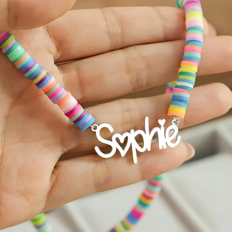 Personalized Rainbow Bead Name Necklace