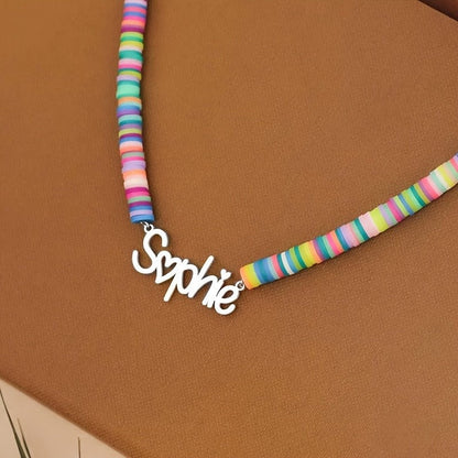 Personalized Rainbow Bead Name Necklace