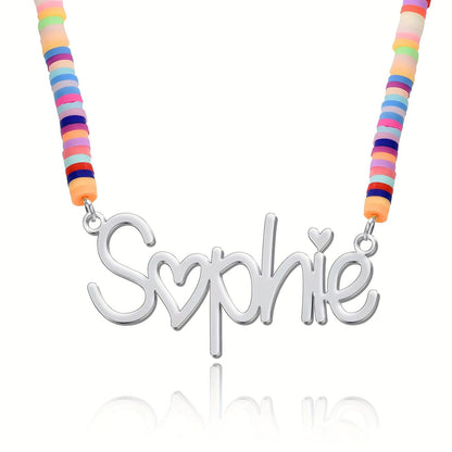 Personalized Rainbow Bead Name Necklace