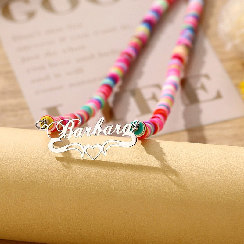 Personalized Rainbow Bead Name Necklace