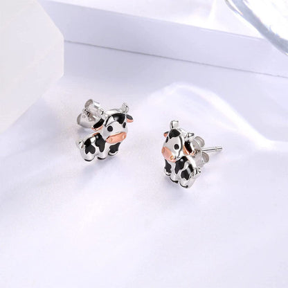 Black & White Cow Stud Earrings