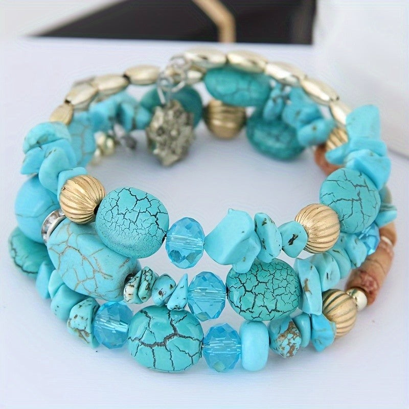 Turquoise Stone Multi-Layer Bracelet