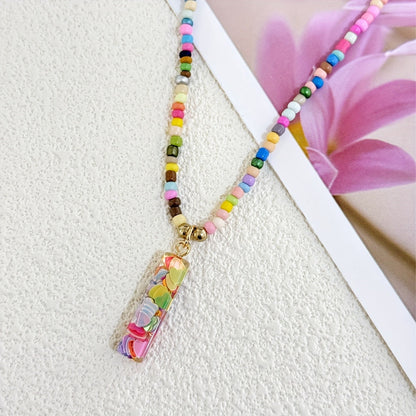 Colorful Heart Confetti Letter Necklace