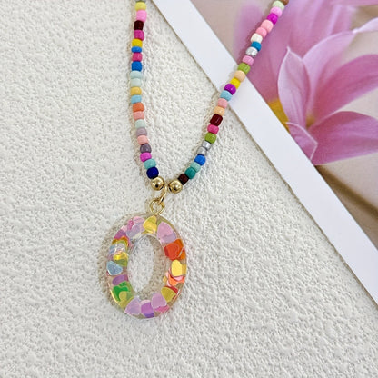 Colorful Heart Confetti Letter Necklace