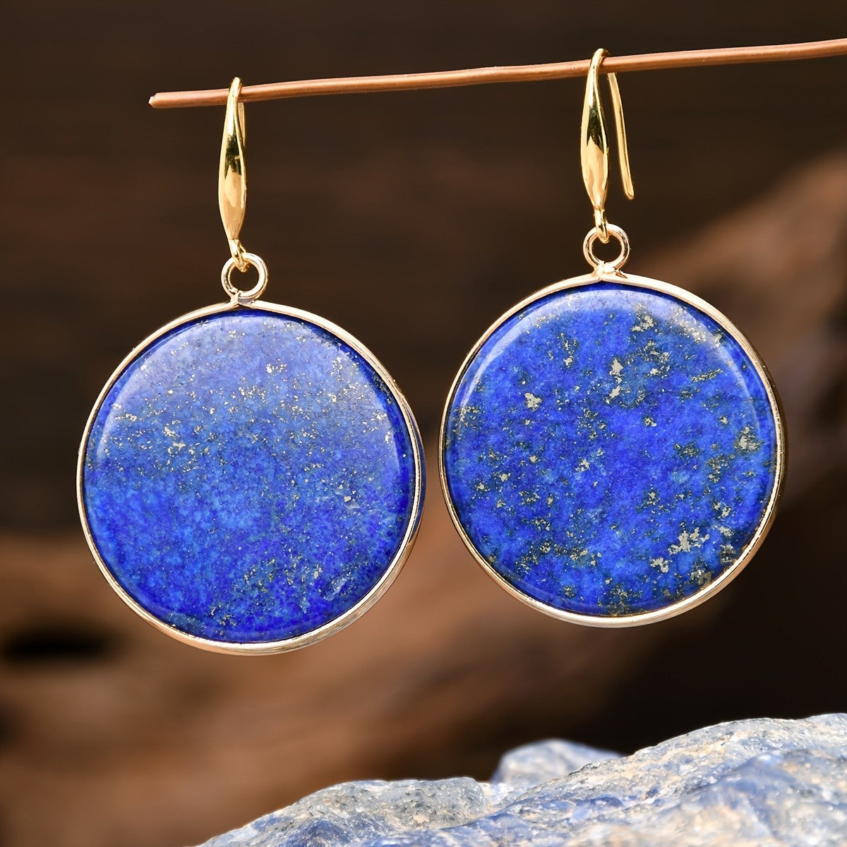 Lapis Lazuli Disc Earrings
