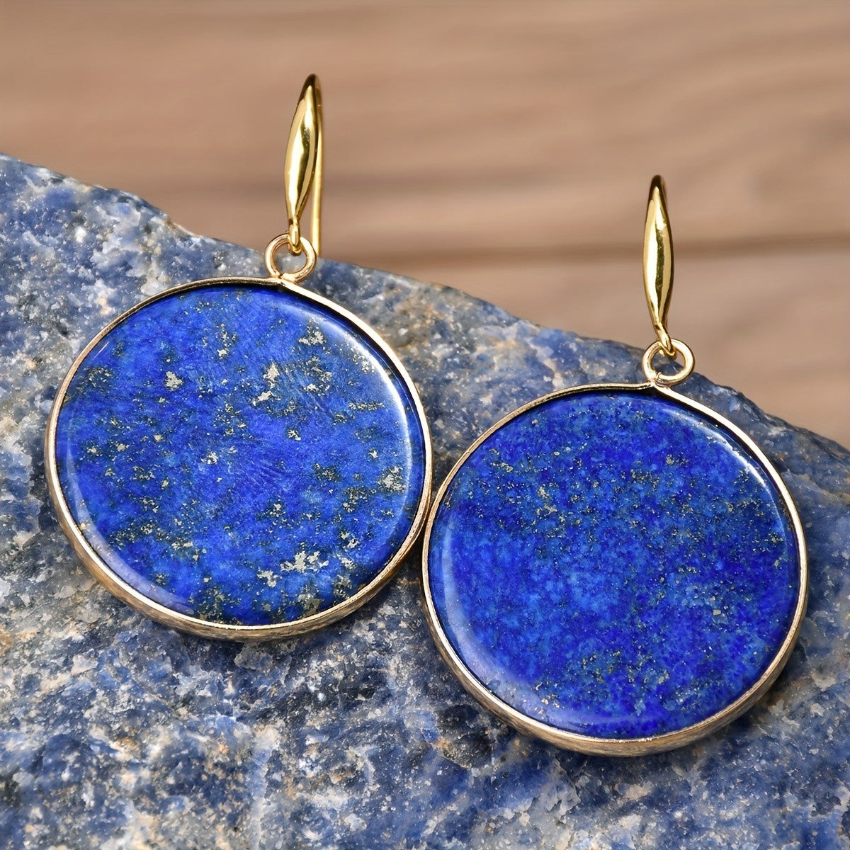 Lapis Lazuli Disc Earrings