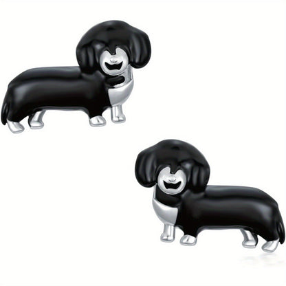Black Dachshund Stud Earrings