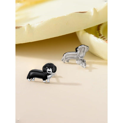 Black Dachshund Stud Earrings