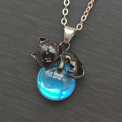 Sleeping Cat Moonstone Necklace