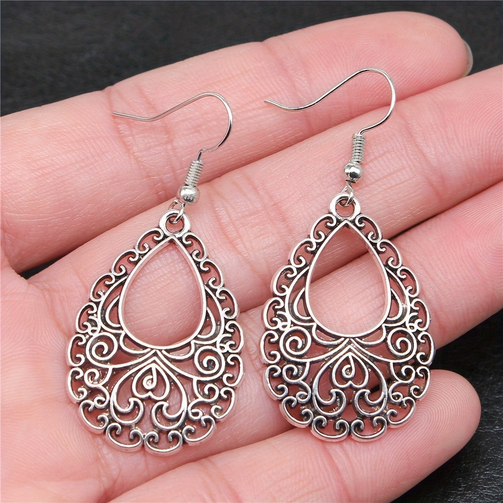 Ornate Scroll Teardrop Earrings