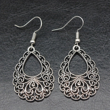 Ornate Scroll Teardrop Earrings