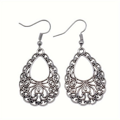 Ornate Scroll Teardrop Earrings