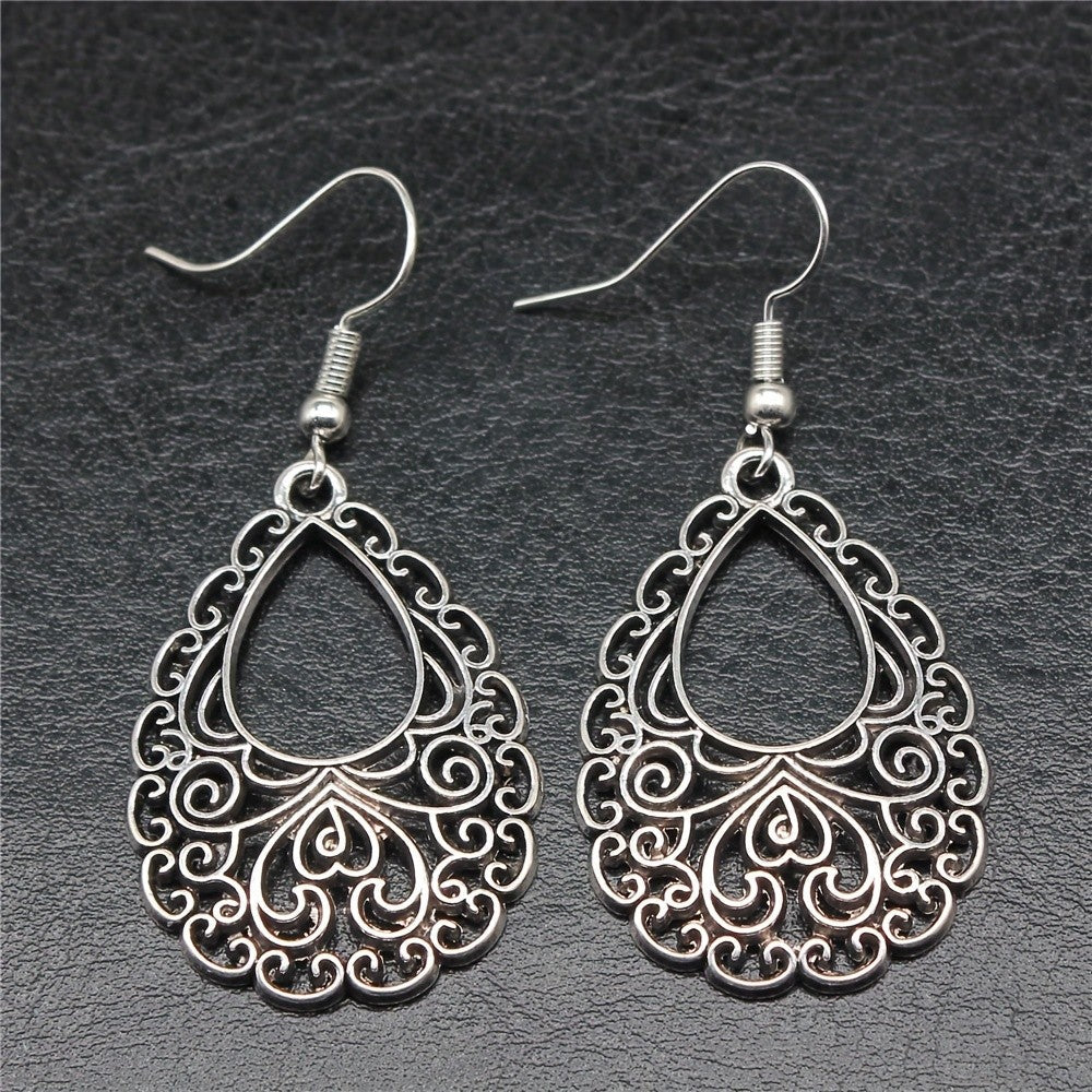 Ornate Scroll Teardrop Earrings