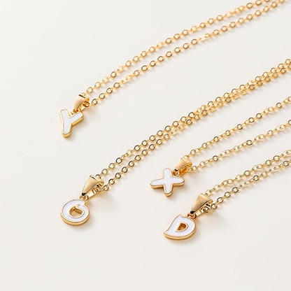 White Enamel Initial Necklace