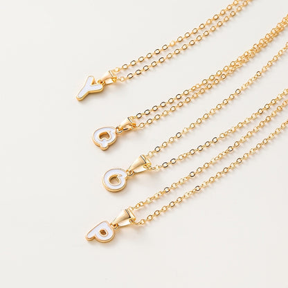 White Enamel Initial Necklace