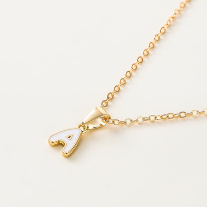 White Enamel Initial Necklace
