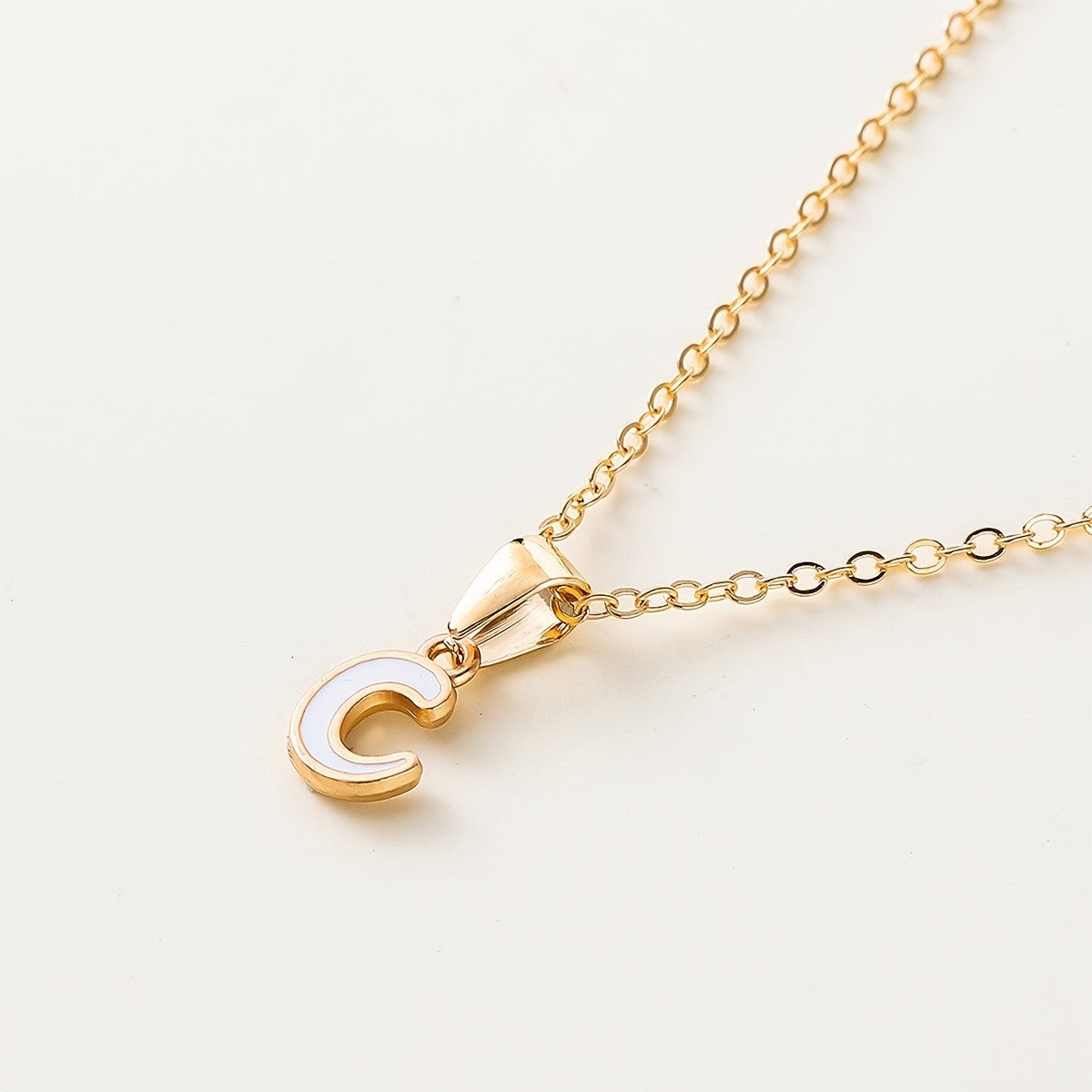 White Enamel Initial Necklace
