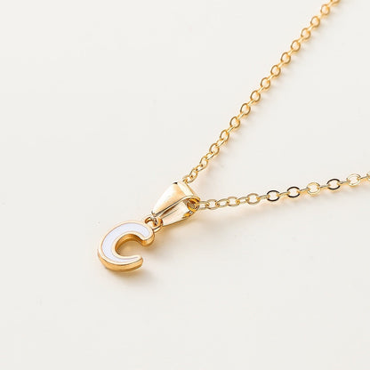 White Enamel Initial Necklace