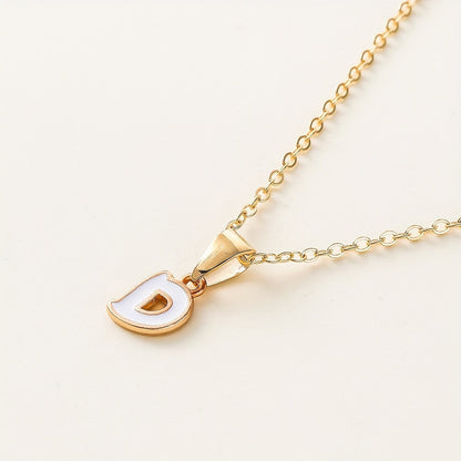 White Enamel Initial Necklace