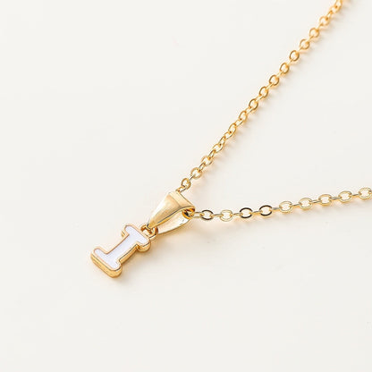 White Enamel Initial Necklace