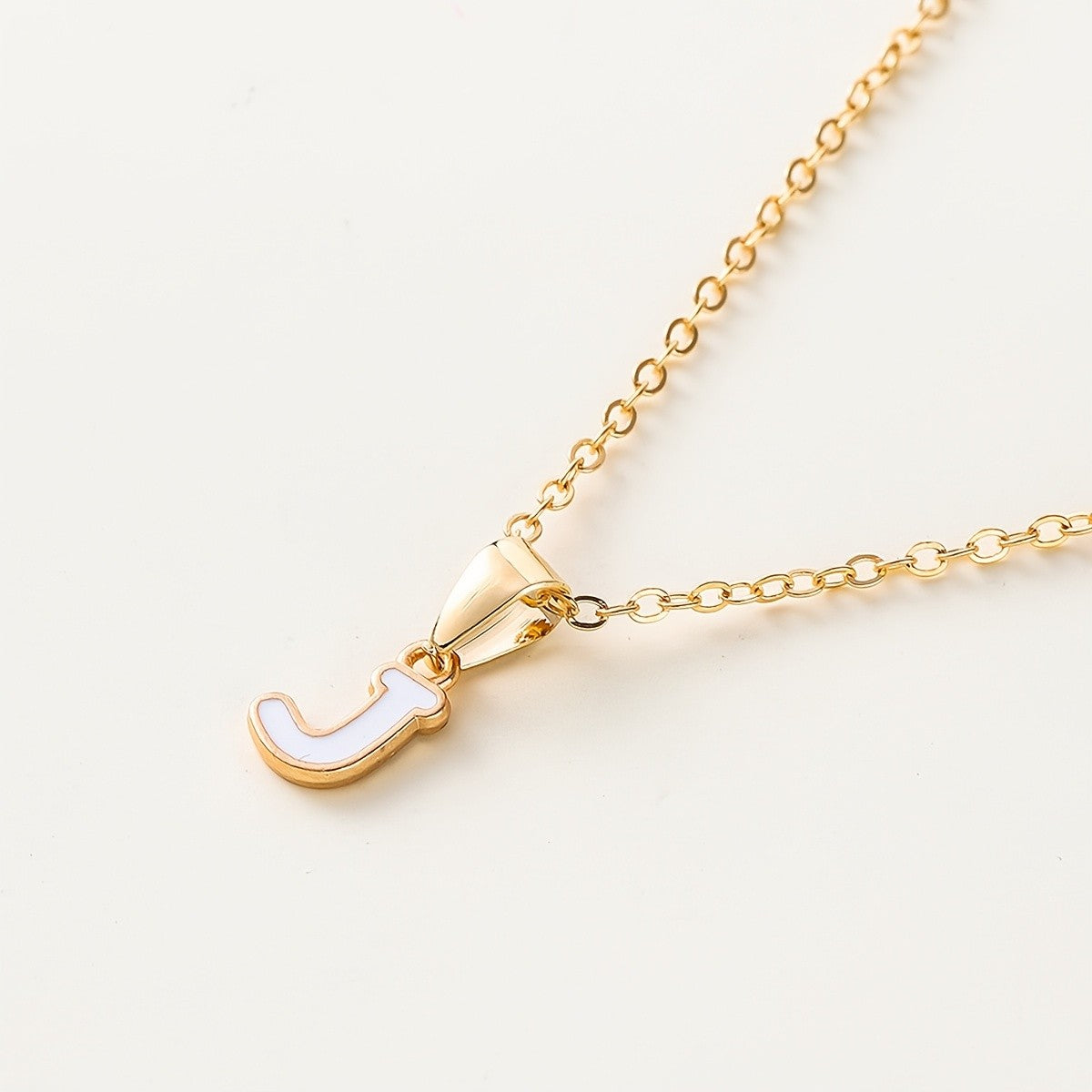 White Enamel Initial Necklace