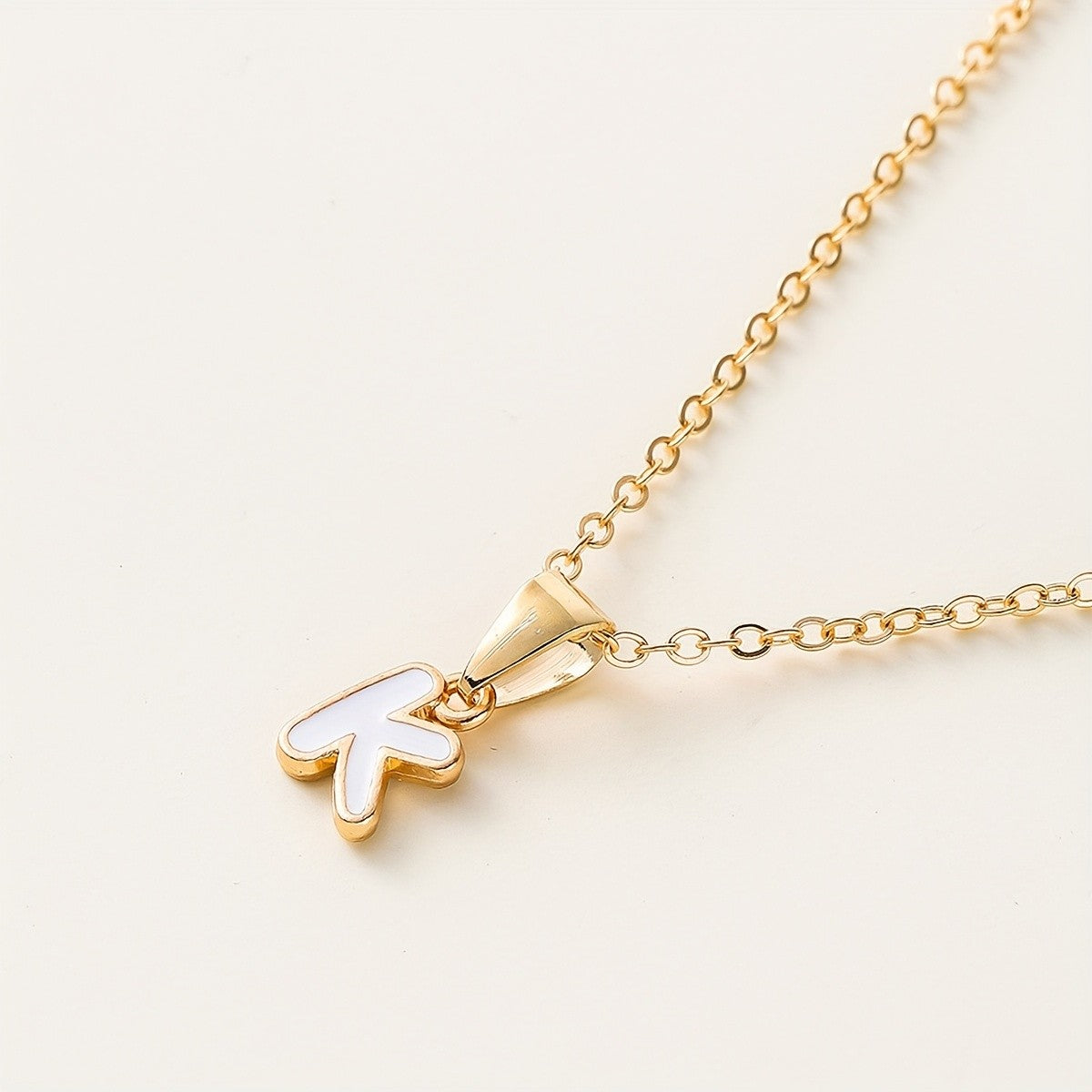 White Enamel Initial Necklace