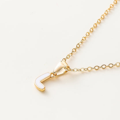 White Enamel Initial Necklace