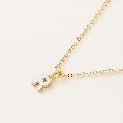 White Enamel Initial Necklace