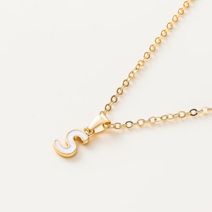 White Enamel Initial Necklace