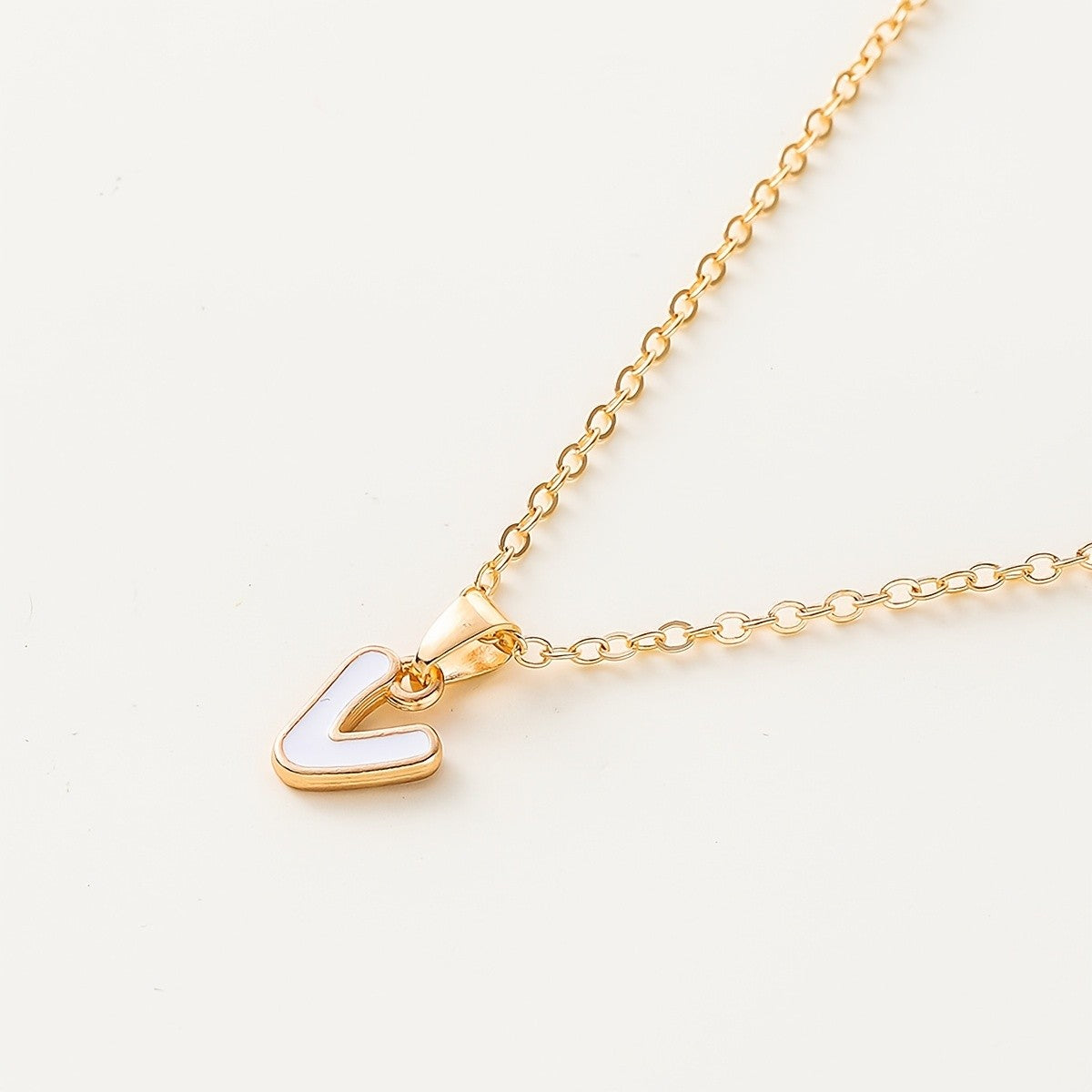 White Enamel Initial Necklace