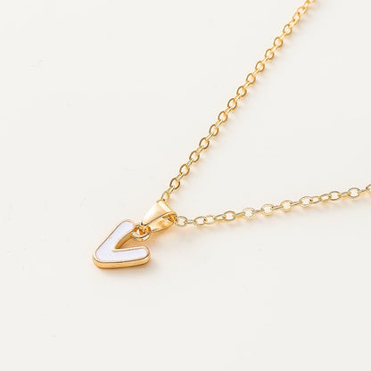 White Enamel Initial Necklace