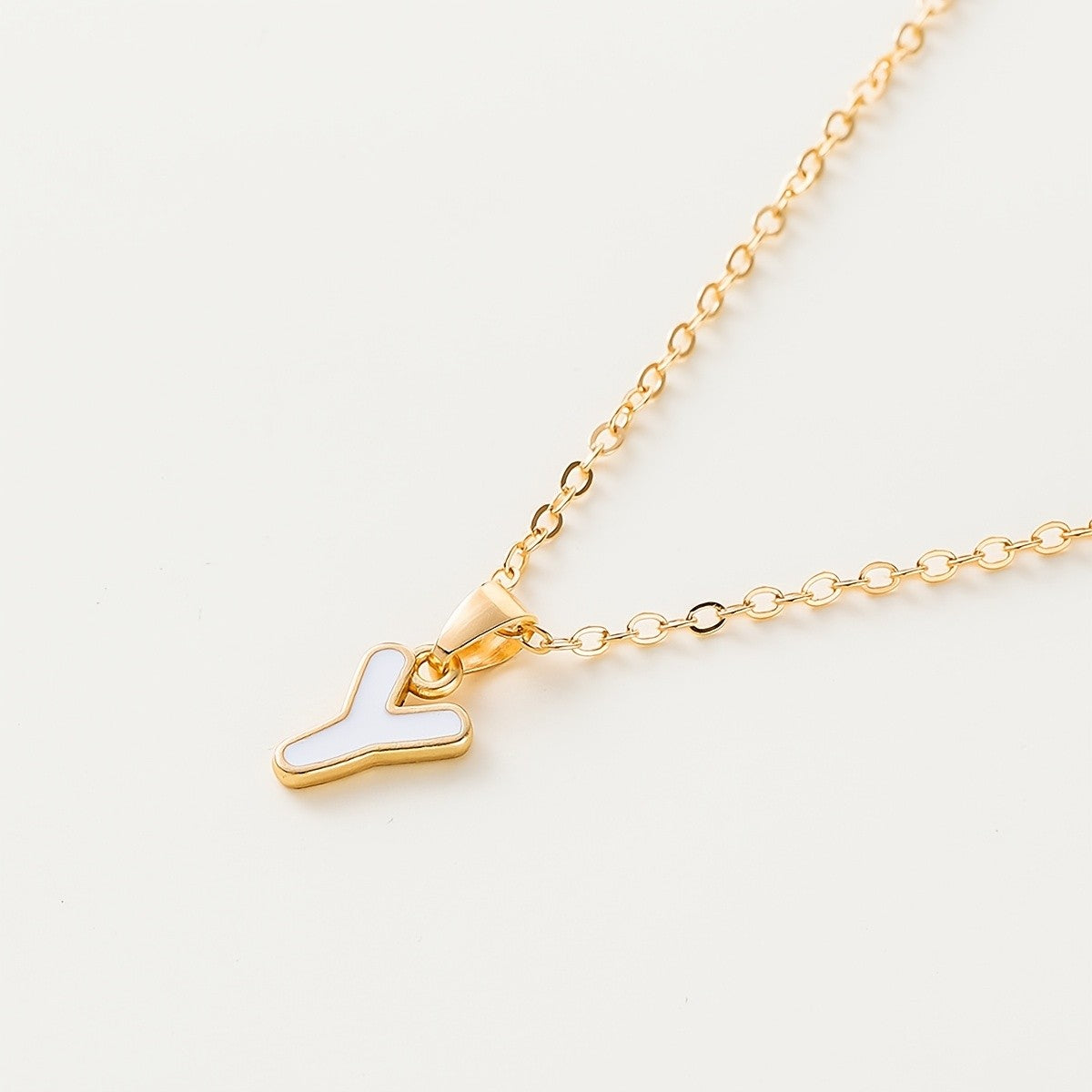 White Enamel Initial Necklace