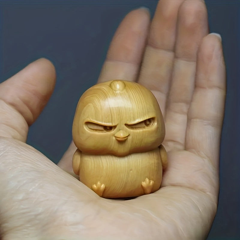 Carved Wood Chick Figurine