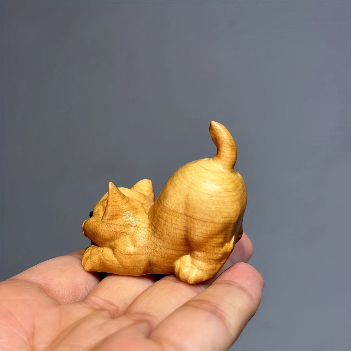 Wooden Cat Figurine