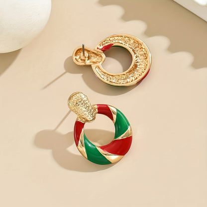 Red Green Swirl Hoop Earrings