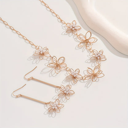Pearl Floral Necklace & Earring Set