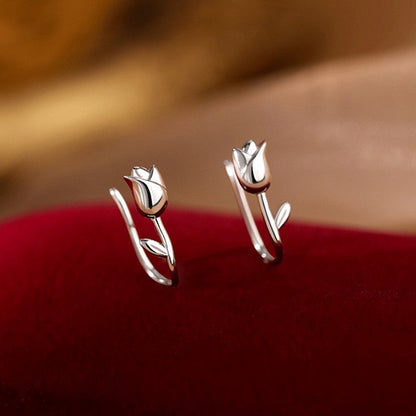 Curved Tulip Drop Earrings